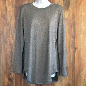Amaryllis Women's Plus Size Gray/Blue Button Back Sweater 1X